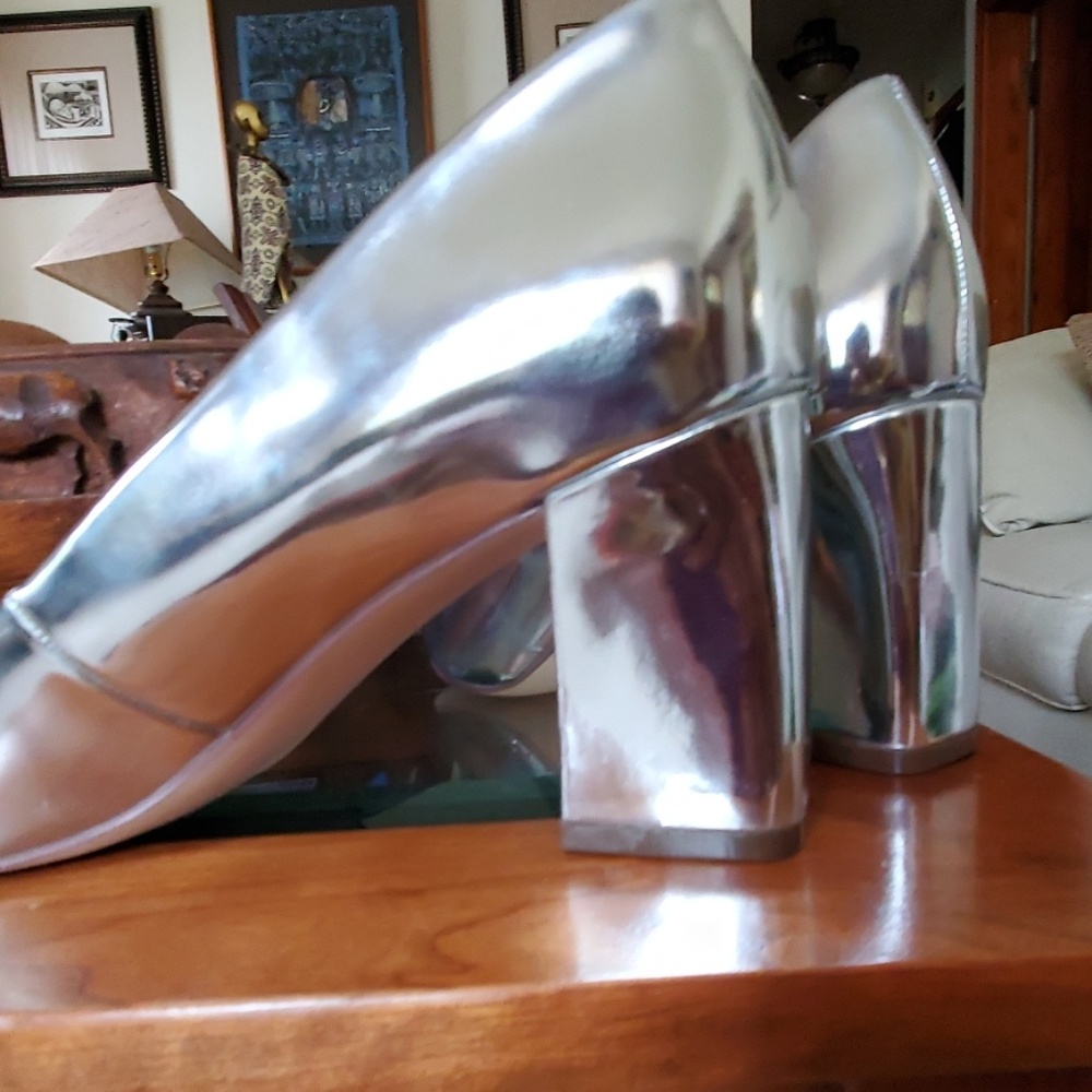 Silver Reflective Pumps - Picture 3 of 4